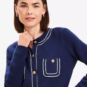 LOFT Topstitched Sweater Jacket